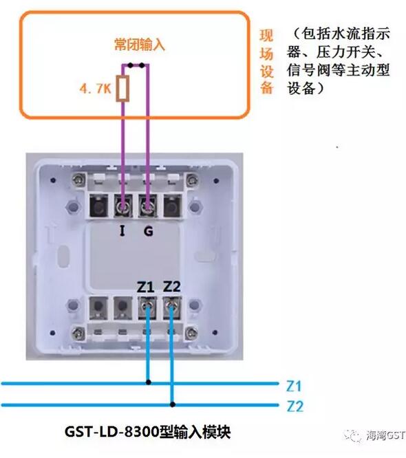 8300模塊與具有無源常閉觸點的現場設備接線方法：